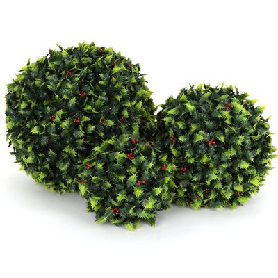 3rd Street Inn Holly Topiary Ball Assortment - 15", 11", 7" Artificial Topiary Plants - Wedding Decor - Indoor/Outdoor Artificial Plant Balls - Topiary Tree Substitute