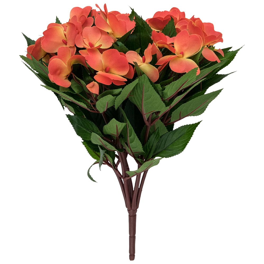 Allstate New Guinea Impatiens Artificial Bush Spray - 13.75" - Salmon Pink