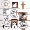 10 Pcs Jesus is Risen Easter Tray Bundle Kit,Mini Resurrection Scene Set Wooden Jesus Nativity Scene Farmhouse Farmhouse Rustic Tiered Tray Items for Indoor Home Table Mantle Office view 3