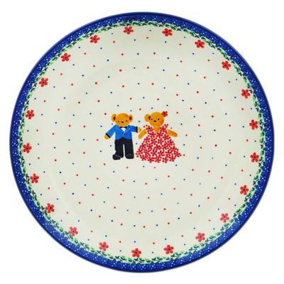 Polmedia Polish Pottery Dinner Plate UNIKAT - Royal Teddy Pattern Handmade in Boleslawiec Poland by Ceramika Artystyczna + Certificate of Authenticity