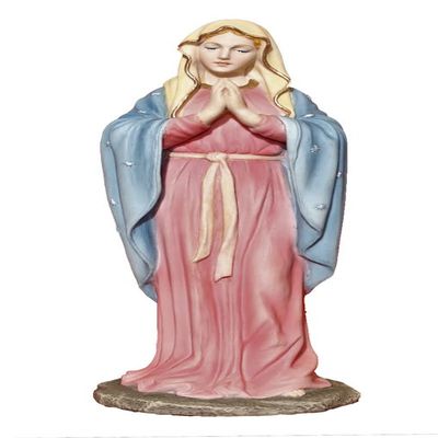 Adoring Virgin Statue, Hand Painted Veronese Resin, 8"