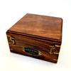 Antique Nautical Round Sundial Engrave Compass 5" Brass Navigation Compass with Wooden Box view 2