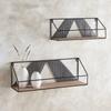 47th & Main Wood and Iron Floating Wall Shelves, Set of 2, Black/Natural view 2