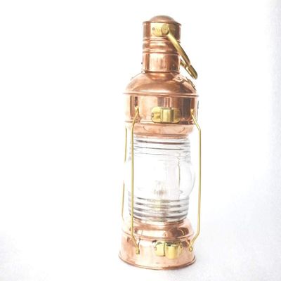 Brass & Copper Anchor Oil Lamp Leeds Burton Nautical Maritime 14" Ship Lantern