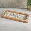 47th & Main Wood and Glass Decorative Tray, 26.5" L x 13.5" W x 4" H, Natural/Antique White view 2