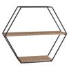 47th & Main Hexagon Wood and Metal Wall Shelf, 24" L x 21" W x 6" H, Beaded view 1