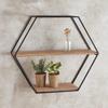 47th & Main Hexagon Wood and Metal Wall Shelf, 24" L x 21" W x 6" H, Beaded view 2