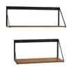 47th & Main Triangular Metal and Wood Wall Shelves, Set of 2, Black view 1