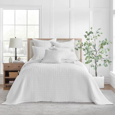 Levtex Home Mills Waffle Full Bedspread Set (100x104in) with 2 Pillow Shams (26x20in) - Bright White - 100% Cotton Full Size Bedspread Set - Lightweight, Soft, Pre-Washed