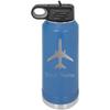 Airplane Pilot Plane Personalized Custom Engraved Double Wall Vacuum Hot/Cold Drinks Insulated Stainless 40-Ounce Steel Boys/Girls Sports Team Water Bottle with Flip Top Lid, Straw view 1
