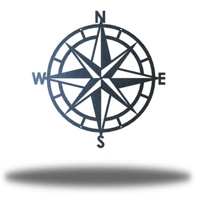 Riverside Designs Nautical Compass Coastal Metal Wall Art Steel Decor (36", Black)