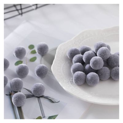HANRUO Multi Size Pom 15mm 20mm 30mm 40mm Soft Pompones Fluffy Plush Crafts DIY Pom Poms Ball Furball Home Decor Scarf Sewing Supplies (Color : C06 Gray, Size : 25mm 30pcs)