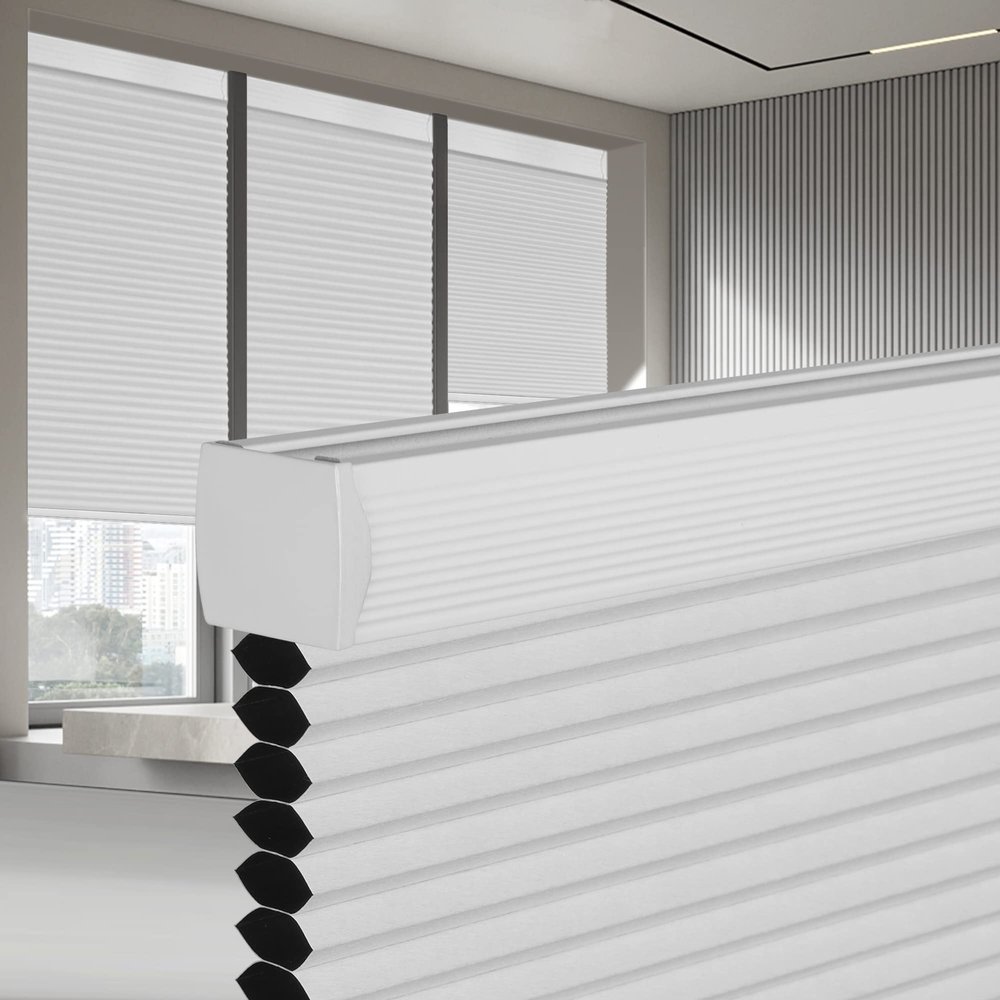 Blackout Cellular Shades Cordless Blinds Sulugood Honeycomb Shades Room Darkening Window Blinds for Home, Bedroom, Office, Blackout-White, 38.5" W x 72" H
