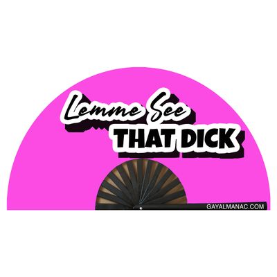 PandaTak Gay Pride Folding Hand Fans, Funny Large 13" Bamboo Fan with UV Reactive Ink, for LGBTQ Circuit Parties EDM Festivals and Raves (Lemme See That)