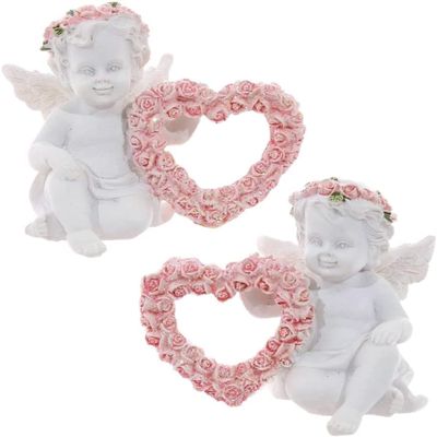 2pcs Angel Figurines Cherub Figurines Resin Angel Statue Angel Ornaments for Wedding Birthday Party Desktop Decoration