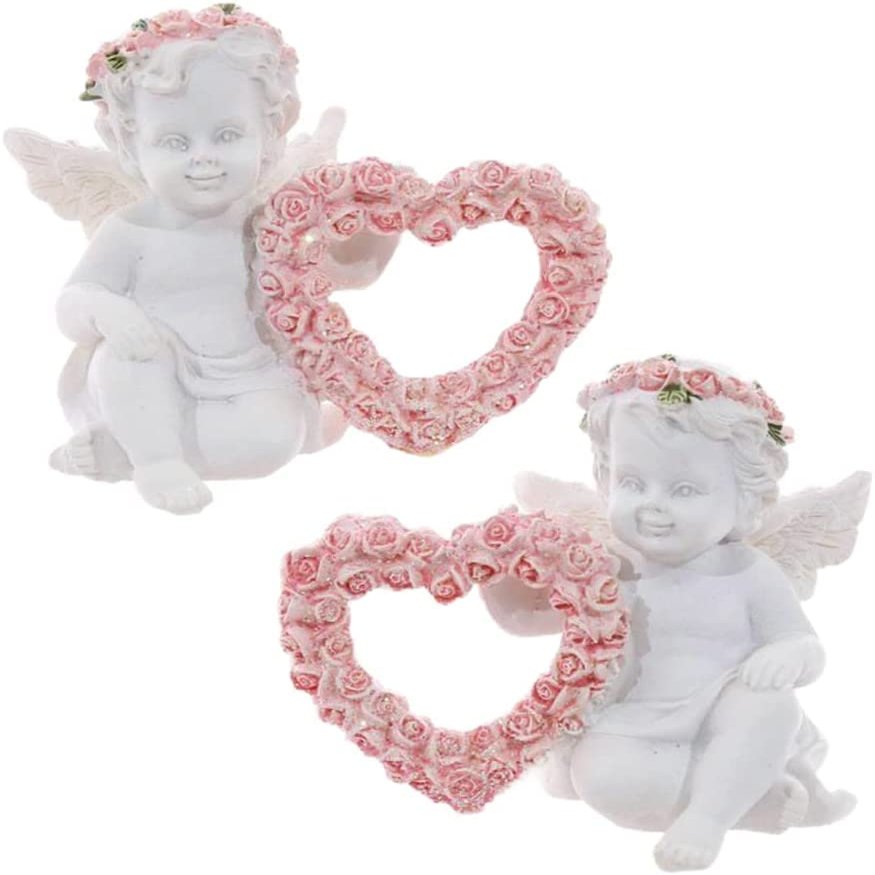 2pcs Angel Figurines Cherub Figurines Resin Angel Statue Angel Ornaments for Wedding Birthday Party Desktop Decoration