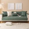 vctops Leaves Embroidery Cotton Sofa Cover Non-Slip Quilted Sectional Couch Covers Tropical Plants Pattern Solid Color Sofa Slipcover for Dogs, Children, Pets Furniture Protector (Green,28"x59") view 1