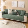 vctops Leaves Embroidery Cotton Sofa Cover Non-Slip Quilted Sectional Couch Covers Tropical Plants Pattern Solid Color Sofa Slipcover for Dogs, Children, Pets Furniture Protector (Green,28"x59") view 2