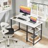GreenForest Computer Desk with Monitor Stand,47 inch Home Office Desk with Reversible Storage Shelves,Modern Writing Desk Study PC Laptop Work Table,White view 2