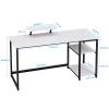 GreenForest Computer Desk with Monitor Stand,47 inch Home Office Desk with Reversible Storage Shelves,Modern Writing Desk Study PC Laptop Work Table,White view 3
