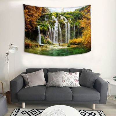 Simsant Nature Forest Waterfall Tapestry Tree Flower Landscape Wall Hanging Tapestry Decor Living Room Bedroom for Home Deco Tapestries Blanket Inhouse for Wall Hanging Tapestry 60x40in GTSI037