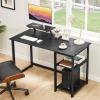 GreenForest Computer Home Office Desk with Monitor Stand and Storage Shelves on Left or Right Side,47 inch Modern Writing Study PC Laptop Work Table,Black view 2