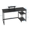 GreenForest Computer Home Office Desk with Monitor Stand and Storage Shelves on Left or Right Side,47 inch Modern Writing Study PC Laptop Work Table,Black view 3