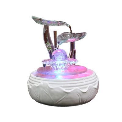 KKNH Relaxation Fountain Tabletop Fountain Ceramic Creative Lotus Leaf Desktop Fountain Indoor Water Fountain Flowing Water Decoration 10.24 Inches Quiet Soothing Sound of Water