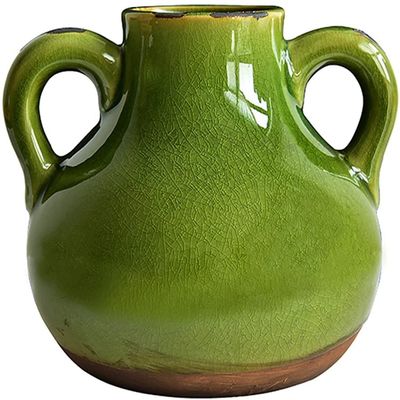 Countertop Vases Decor Green Vases for Flowers Ceramic Modern Flower Vases Home Room Bedroom Dining Decoration Ornaments Living (Color : Green, Size : 17x17x22cm)