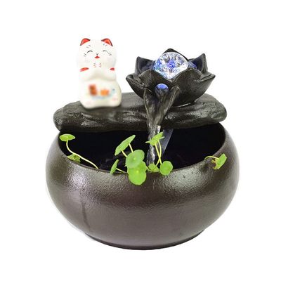 KKNH Relaxation Fountain Tabletop Fountain Ceramic Desktop Fountain Creative Crystal Ball Indoor Water Fountain Desktop Decoration 16.1 Inches Quiet Soothing Sound of Water (Color : B)