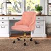 ANOUR Home Velvet Office Chair, Tufted Computer Desk Chair, Swivel Adjustable Vanity Chair with Arms Nailhead Trim for Bedroom,Study Room view 2