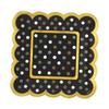 Black, Silver & Gold Polka Dots Small Scalloped Appetizer Plates 36 Pcs Supplies Small Round Paper Plates for All Occasions Disposable Paper Plates view 1