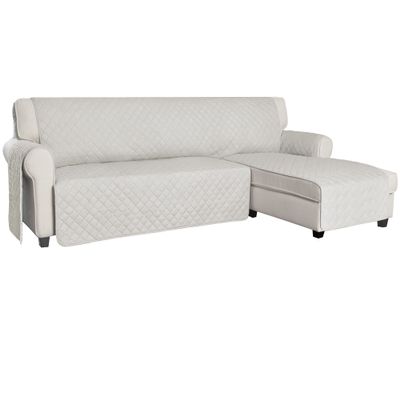 ISSUNTEX Sectional Couch Covers for Dogs, Reversible L Shaped Sofa Cover, Water Resistant Chaise Lounge Cover Furinture Protector for Kids Pets (Large, Ivory/Ivory)