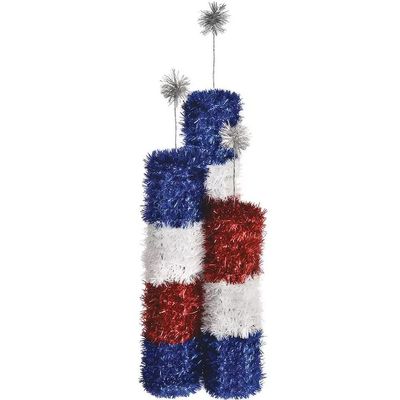Dazzling Patriotic 3D Deluxe Tinsel Firework - 7" x 2.37" (1 Pc.) - Vibrant Red & Blue Foil - Perfect for Celebrations
