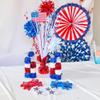 Dazzling Patriotic 3D Deluxe Tinsel Firework - 7" x 2.37" (1 Pc.) - Vibrant Red & Blue Foil - Perfect for Celebrations view 2