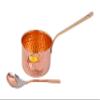 Shiv Shakti Arts Pure Copper Sauce Pan Tadka Pan Heavy Brass Handle with Serving Spoon Indian Home Food Homeware::(Big)1 Piece Set view 2