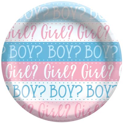 Amscan Round Plates, 6.75" (8-Pack) - Vibrant Party Plates, Perfect for Themed Events & Celebrations, Pink or Blue?