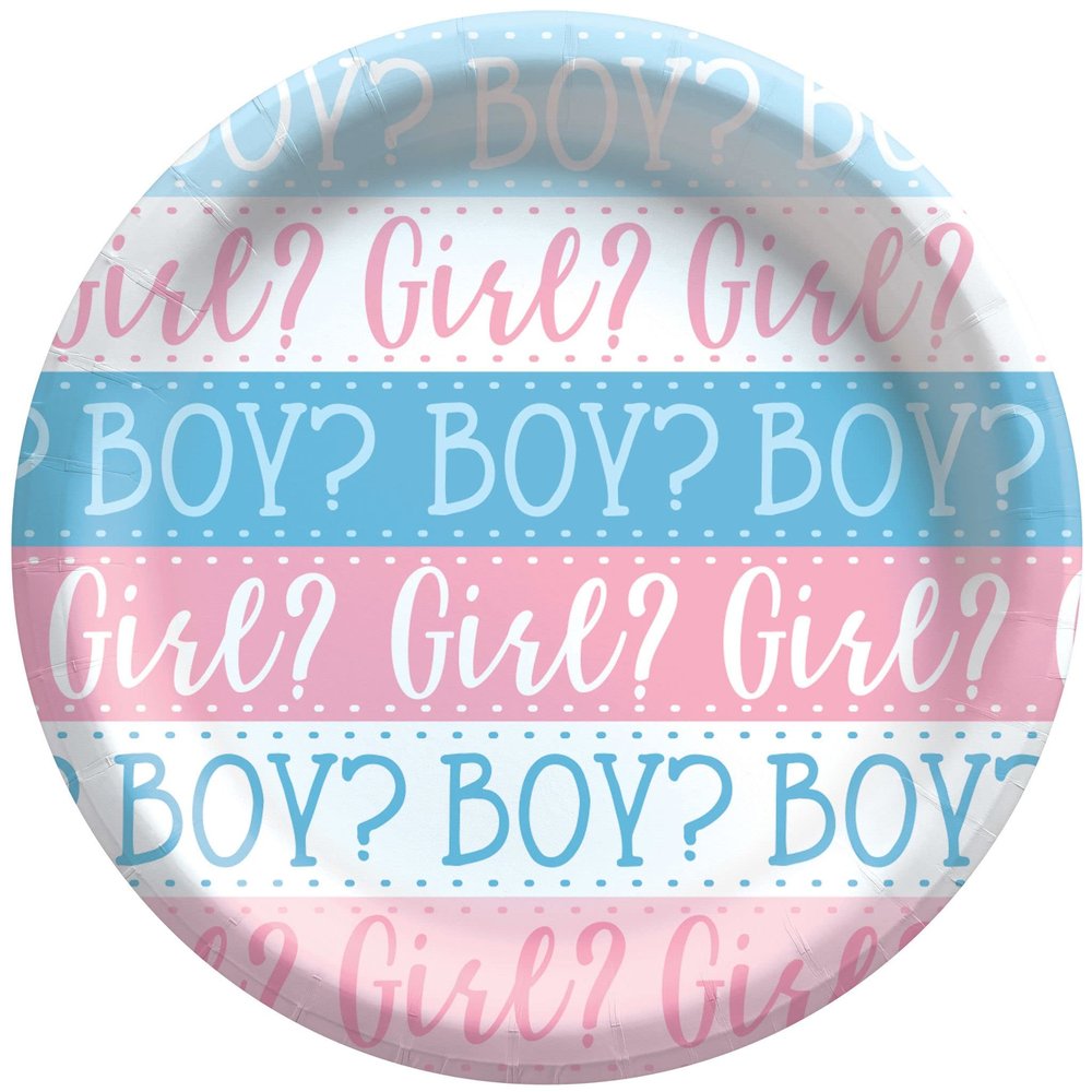 Amscan Round Plates, 6.75" (8-Pack) - Vibrant Party Plates, Perfect for Themed Events & Celebrations, Pink or Blue?