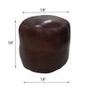 Rugsotic Carpets Round Shaped Goat Leather Handmade Eco-Friendly Brown Pouf - 18" x 18" x 18", Plain Solid, Recycled Cotton Filled Stuffed Leather Seating PF12 view 2