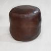 Rugsotic Carpets Round Shaped Goat Leather Handmade Eco-Friendly Brown Pouf - 18" x 18" x 18", Plain Solid, Recycled Cotton Filled Stuffed Leather Seating PF12 view 4