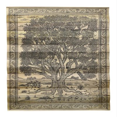 Exotic India Tree Painting with Animal and Birds - Palm Leaf