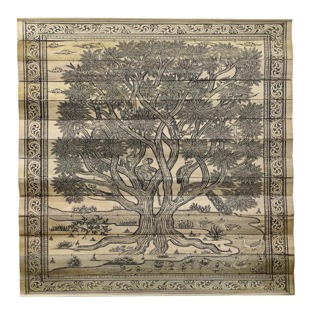 Exotic India Tree Painting with Animal and Birds - Palm Leaf