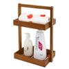 Utoplike Teak Wood Shower Caddy Corner, 2 Tier Bathroom Organizer Countertop, Standing Shower Rack with Handle, Stand Up Shower Basket for Shampoo, Shelf Rack for Inside Shower, Kitchen Desktop view 1