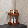 Utoplike Teak Wood Shower Caddy Corner, 2 Tier Bathroom Organizer Countertop, Standing Shower Rack with Handle, Stand Up Shower Basket for Shampoo, Shelf Rack for Inside Shower, Kitchen Desktop view 3