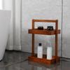 Utoplike Teak Wood Shower Caddy Corner, 2 Tier Bathroom Organizer Countertop, Standing Shower Rack with Handle, Stand Up Shower Basket for Shampoo, Shelf Rack for Inside Shower, Kitchen Desktop view 4