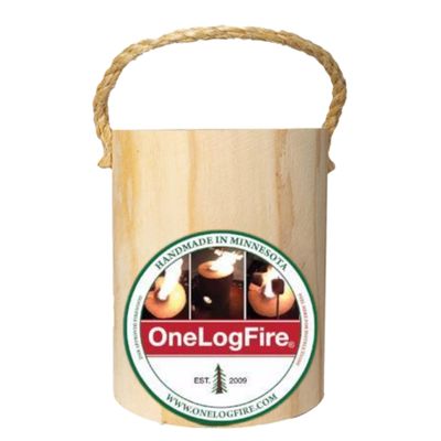 One Log Fire Swedish Fire Log - Mini - Kiln-Dried Red Pine Swedish Torch with Easy Light Starter, Pack of 4