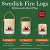One Log Fire Swedish Fire Log - Mini - Kiln-Dried Red Pine Swedish Torch with Easy Light Starter, Pack of 4 view 3