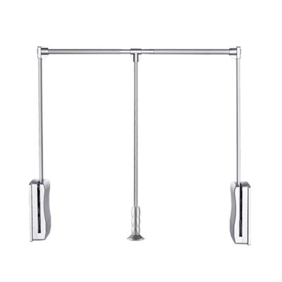 DCFV Aluminum Alloy Pull-Down Clothes Rail, Closet Pole Clothing Finishing Rack, Wall Mounting Industrial Wall Frame, Retractable Wardrobe Lift Hanger (Color : Silver, Size : 83-115cm(32.7-45.3in))