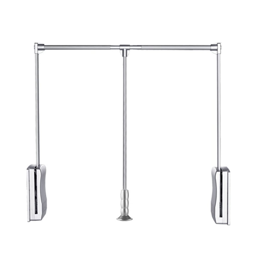 DCFV Aluminum Alloy Pull-Down Clothes Rail, Closet Pole Clothing Finishing Rack, Wall Mounting Industrial Wall Frame, Retractable Wardrobe Lift Hanger (Color : Silver, Size : 83-115cm(32.7-45.3in))