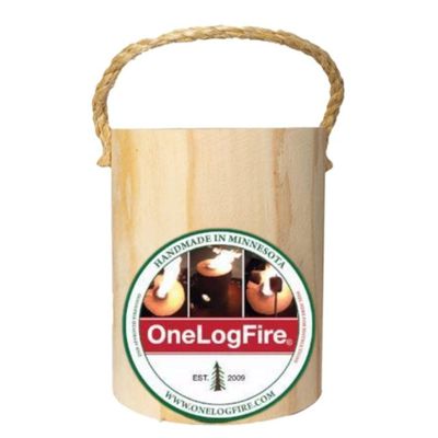 One Log Fire Swedish Fire Log - Mini - Kiln-Dried Red Pine Swedish Torch with Easy Light Starter, Pack of 1